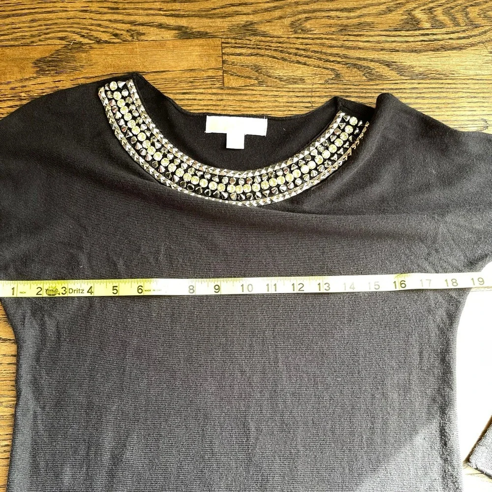 Michael Michael Kors Black Jewel Neck Tunic Sweater Long Sleeves Women's Size XS